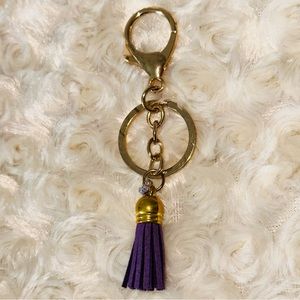SALE🔥4/$25 Gold-tone Purple Tassel Keychain with Rhinestone Accent NWOT
